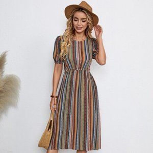 Striped Multicolor Midi Dress